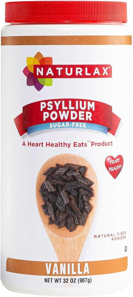 Psyllium bez cukru, prášok z huskových vlákien, Vanilla Ochutená 32 oz