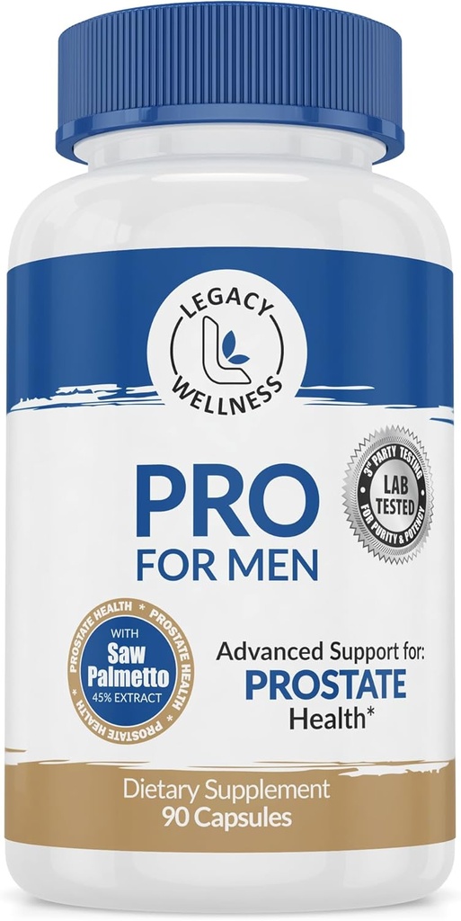 PRO Prostate zdravotné doplnky pre mužov so pílou Palmetto, Beta sitosterol + podporuje zdravé močenie a tok, znižuje urgy a kúpeľňové výlety, takže môžete spať dobre + DHT blokátor, 90 kapsúl