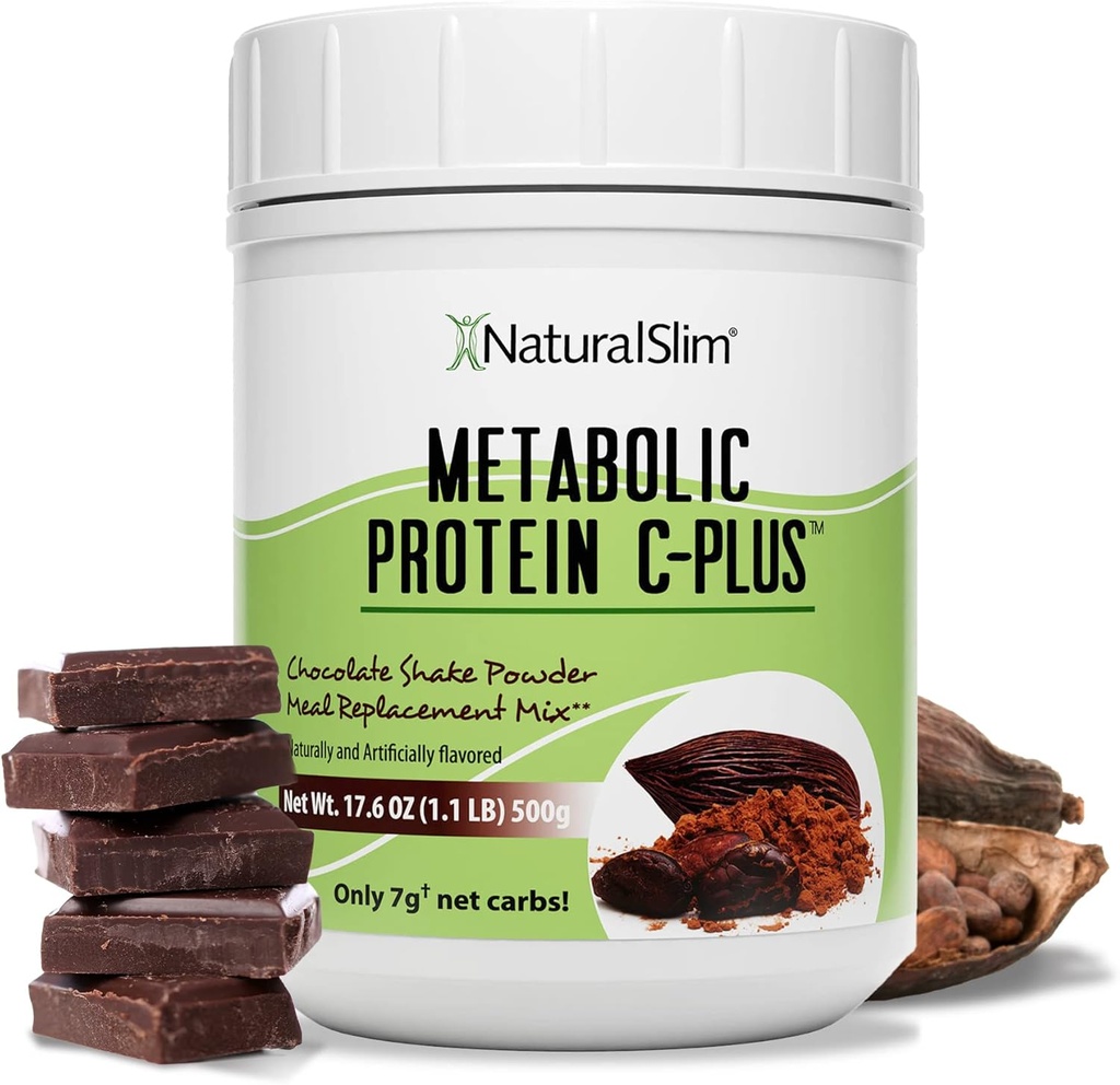 Prášok NaturalSlim Protein s vitamínmi a minerálmi Metabolický C-Plus - prášok na výmenu jedla obohatený vitamínom C, zinkom a aminokyselinou - čokoládový proteín prášok 10 podáva 1,1 lb.