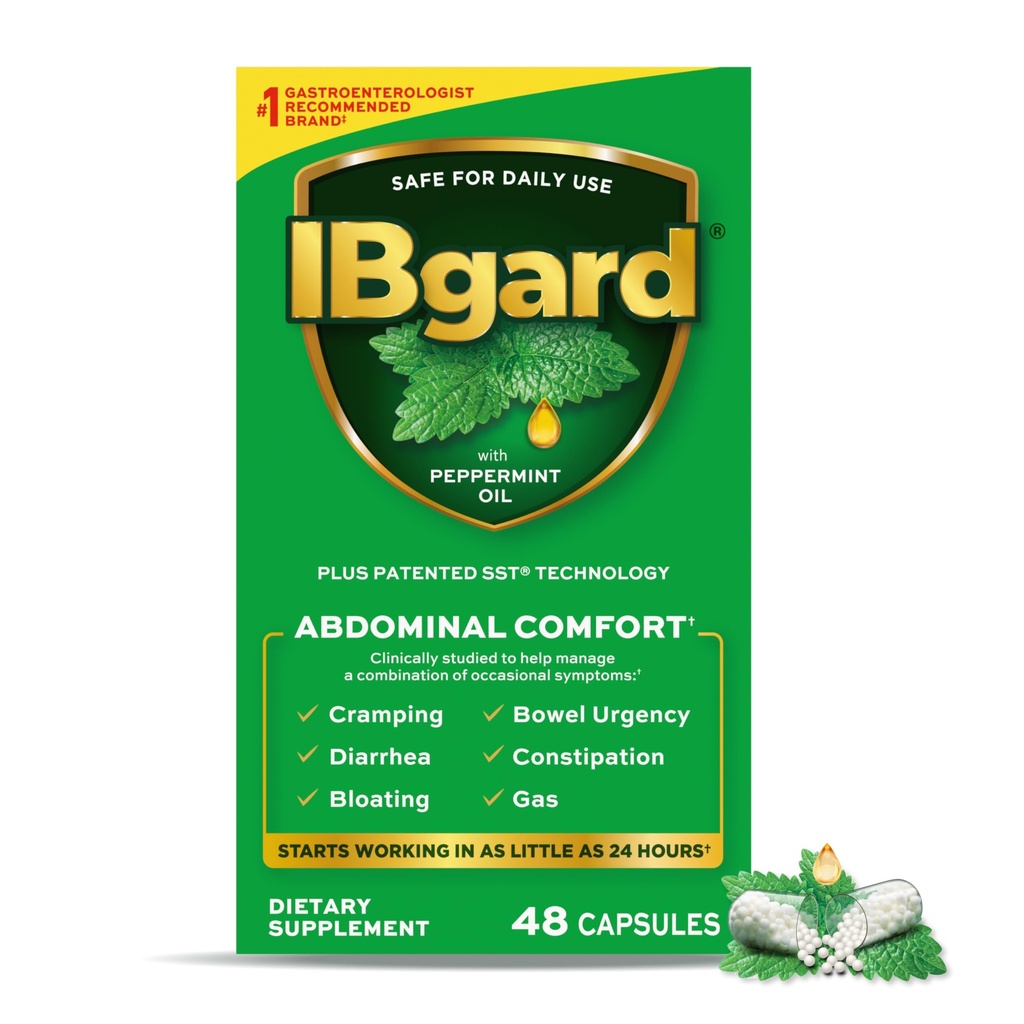IBgard Gut Health Supplement, Peppermint Oil Kapsule od Brušný komfort, 48 Kapsule
