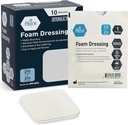 MED PRIDE Sterile Foam Dressings for Wounds, Soft Absorbent Non-Adhesive Waterproof Medical Foam Padding for Ulcers, Injuries (2x2 Inch (Pack of 10))