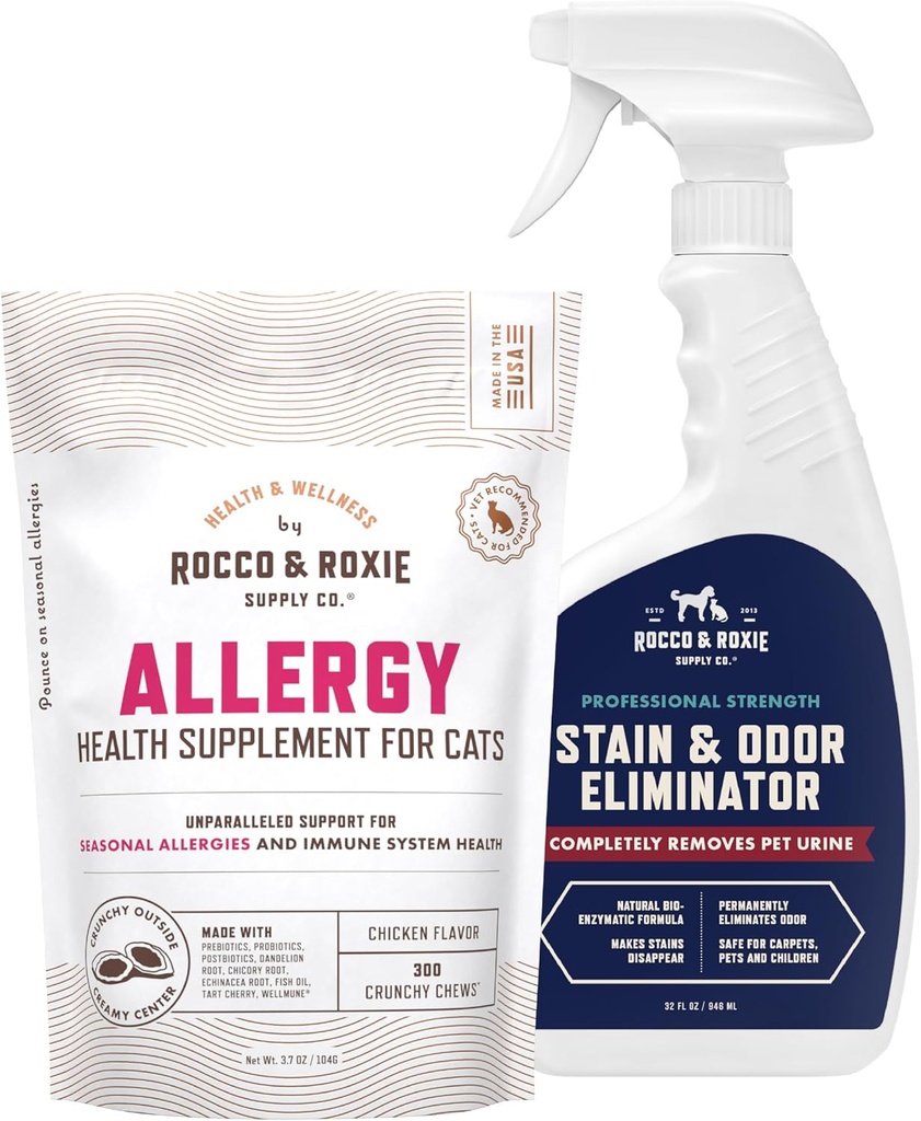 Rocco a Roxie Cat Alergie Doplnky & Stain & Odor Eliminátor Bundle
