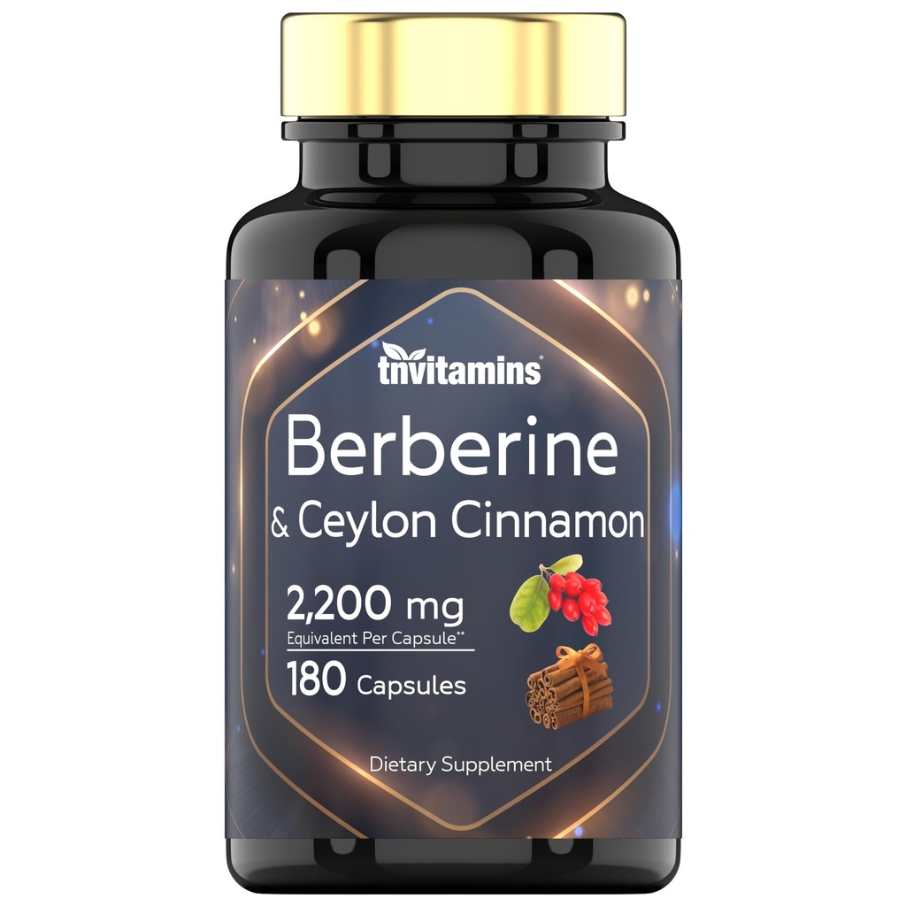 Berberine s Ceylon škorica: 2200 mg per Capsule - 180 Kapsule 