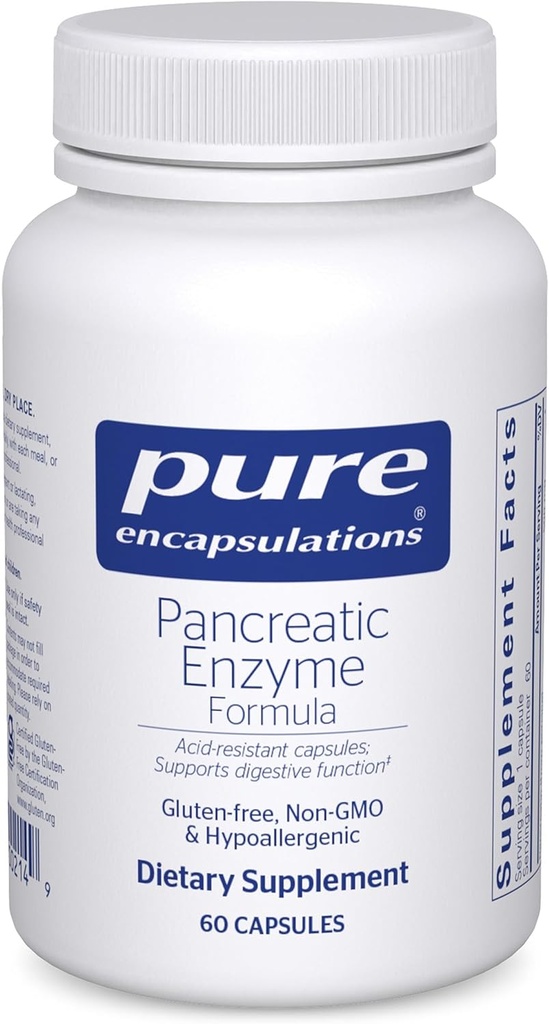 Pure Encapsulations Pankreatický Enzyme Formula - Tráviace Enzýmy od Tráviace - Posilňuje zdravie Gut* - Cielené kapsuly - Gluten Free & Non-GMO - 60 kapsúl