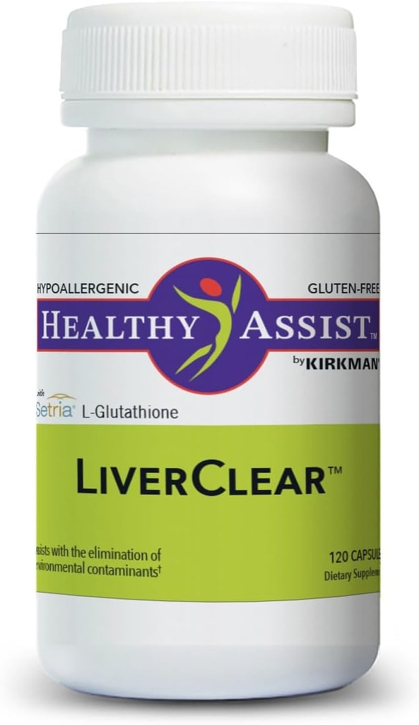 Kirkman LiverClear Supplement, 120 Kapsule, Telo Čistiť s vitamínom C, E, Selenium, Taurín, Curcumin, Milk Thitle, Glutatione, NAC & Vápnik na podporu tela