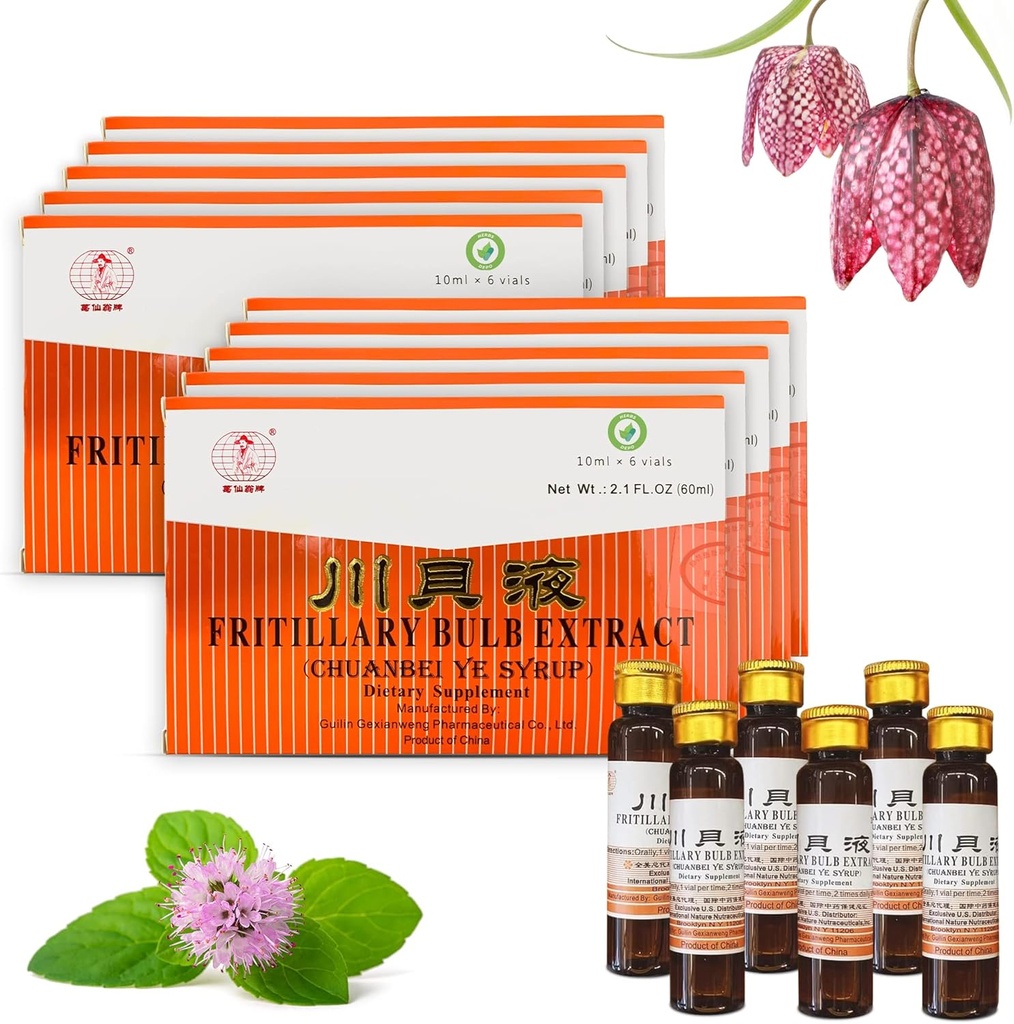 10 Balenie bylínDepo Fritillary Žiarovky extrakt - Sladké, Delicious, Non Drowsy a efektívne perorálne tekuté diétne doplnok sirupu (Chuanbei Ye Sirup) - 60 fliaš (10 ml na)