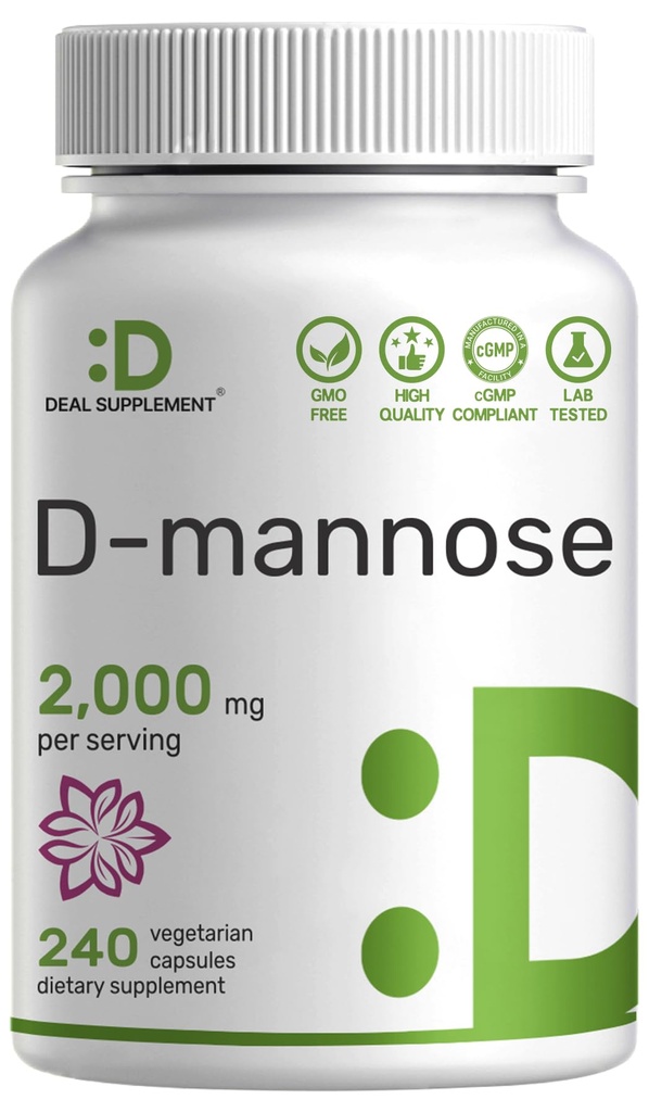 DEAL Application D Mannose 500mg Kapsule (2,000mg per Serving), 240 Veggie tabletky 