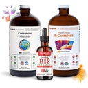 LIKVIDNÁ HEALTH Vysokovýkonná vitamínová zmes pre dospelých s Mega Energy B-Complex, Kompletné viacnásobné multivitamínové a organické vitamín B12 kvapky - zvýšenie prírodnej energie a zlepšenie športovej výkonnosti