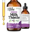 Wild & Organic Milk Thitle Liquid Drops - Pečeň čistí Detox - Silymarin Milk Thitle Supplement for Liver Support - Add to Tea - Silybum Marianum Seed Extract Tinculture - Cukor a alkohol-free - 4 oz