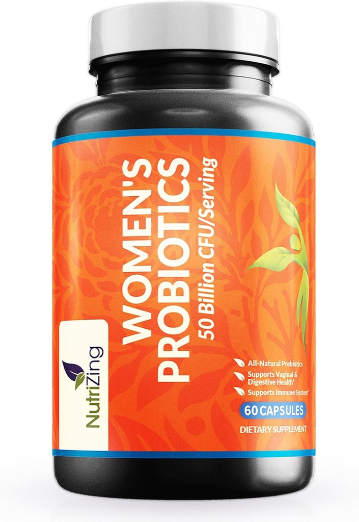 NutriZing Ženy Probiotiká pre zdravie Gut - 50 miliárd CFU - Prebiotiká a probiotiká pre ženy Tráviace zdravie & pH bilancie - Lactobacillus Reuteri & Rhamnosus doplnky - Vaginálna podpora