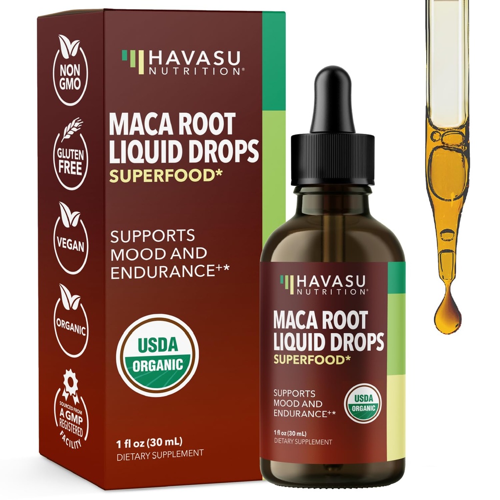 Organické Maca Root Liquid Drops - podporuje Hormone Balance, Mood, a energie u žien a mužov - Lepidium Meyenii na podporu výkonnosti a vitality - Non-GMO, Vegan, Unflavred - 60 Servings