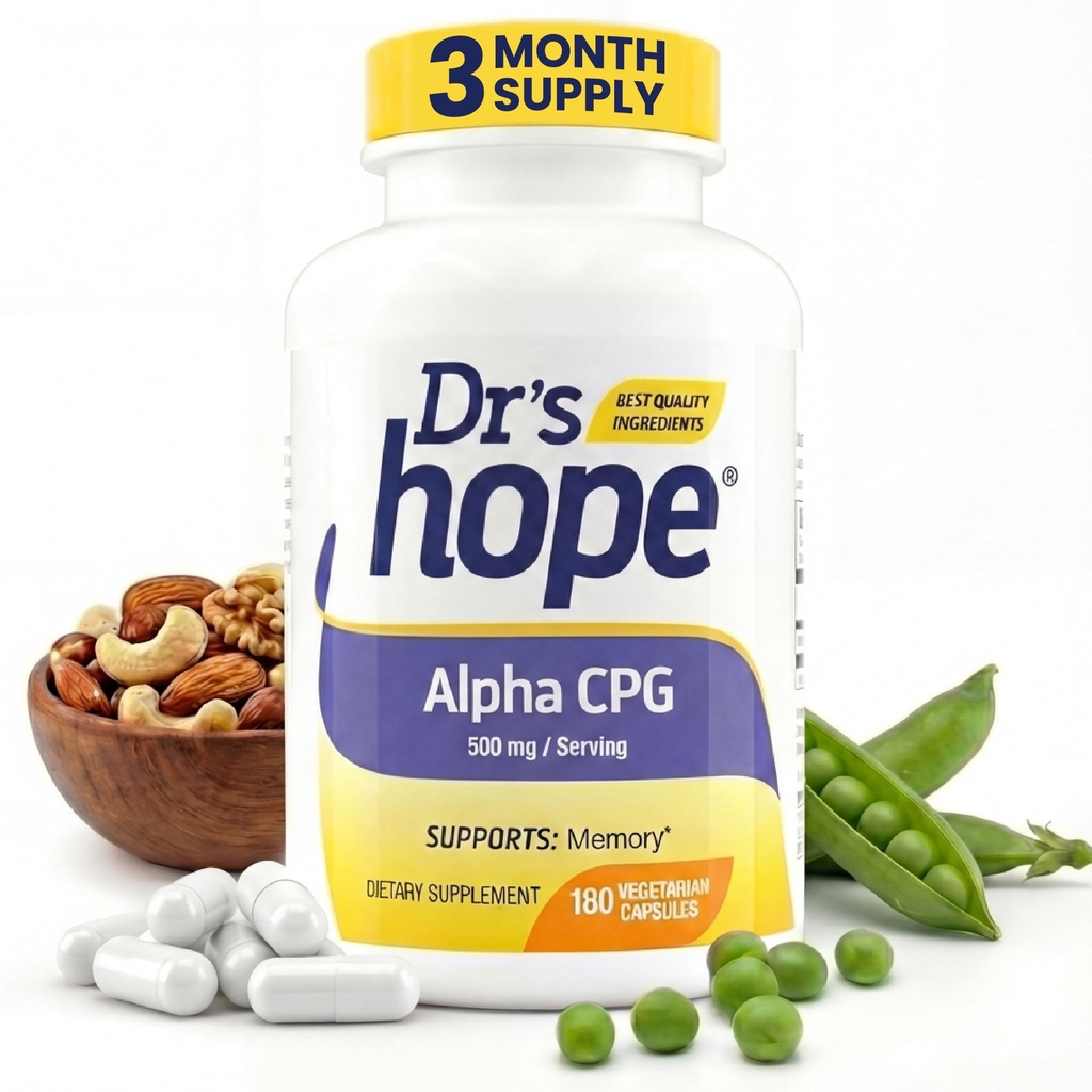 Alpha GPC 500mg, Alpha GPC Supplement - Podporuje pamäť a kognitívne funkcie - 180 Veggie Capsules, Made in The USA