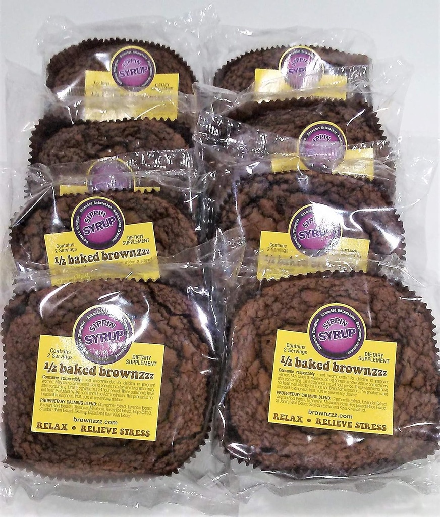 1/2 Baked Brownzzz - Relax and Relief Stres - Množst. z 8 v boxe - Dietary Supplement with harmomile, Lavender, Valerian, St. John's Wort and More (8)