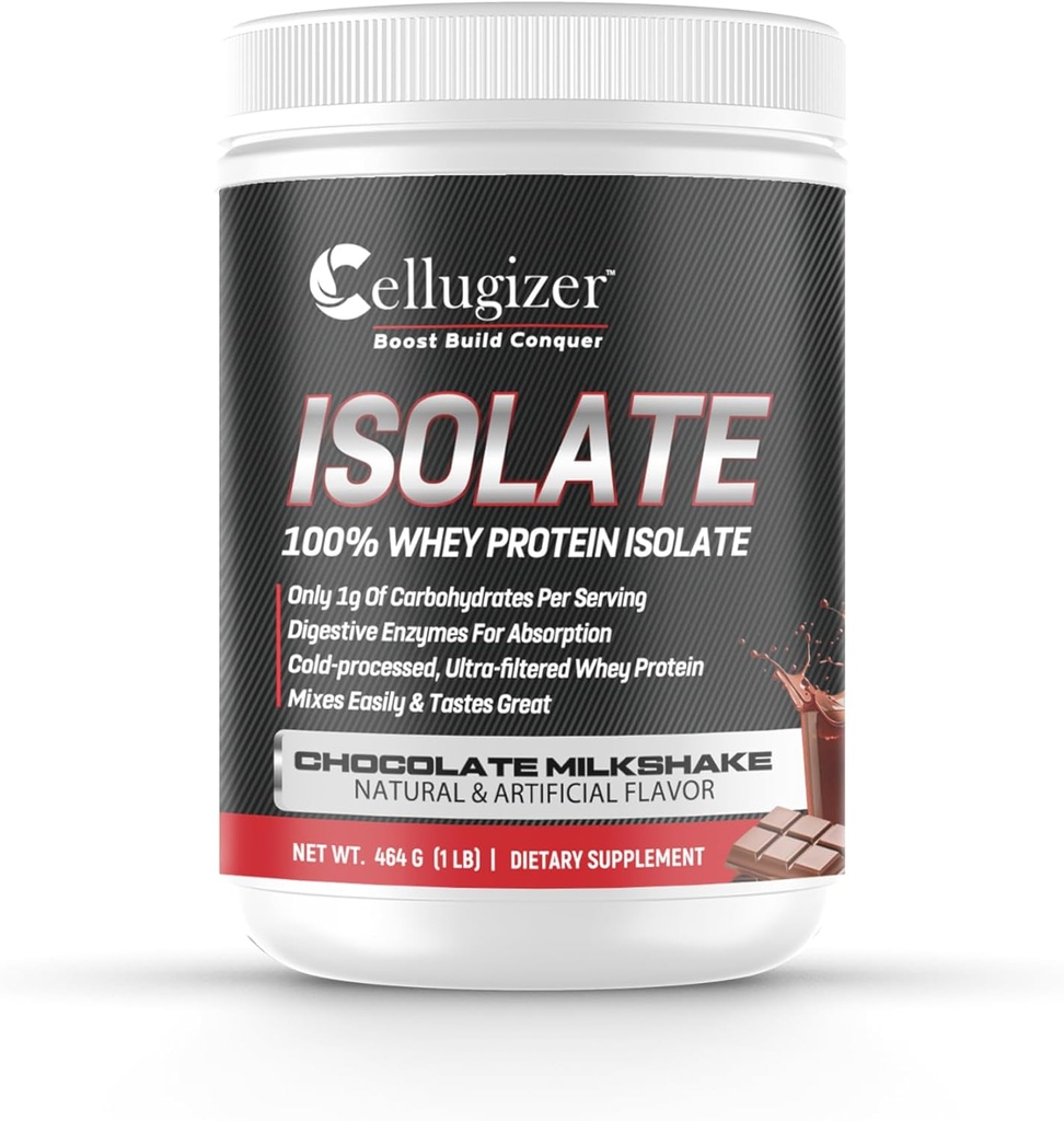 Cellugizer 100% Srvátka Izolát 1lb, Čokoláda I 25g Proteín, rýchle trávenie I 0g cukru, nízky Carb