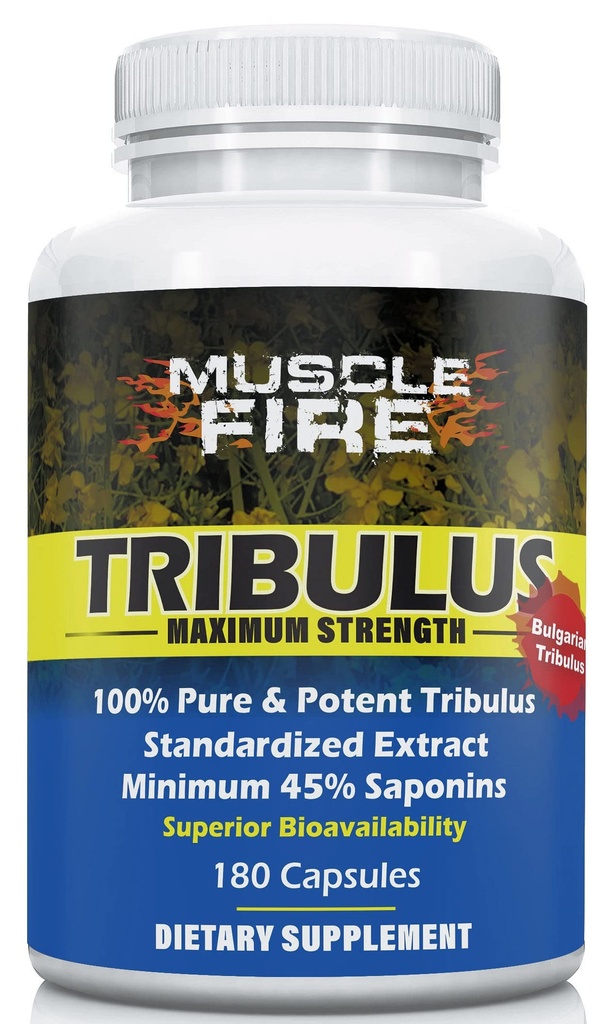 Bylinná výživa Tribulus Terrestris, Bulharčina, 1500mg 45% Saponíny, Lecitin pre lepšiu aktualizáciu, 180 Kapsule, Jedna fľaša...