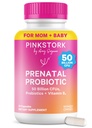 Pink Stork prenatálne probiotiká pre ženy - 50 miliárd CFU, vitamín B6, prebiotiká, ranná choroba, Gut Microbome, tehotenstvo probiotiká, imunitná podpora, tehotenstvo musí mať - 30 kapsúl