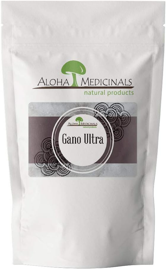 Aloha Medicials Gano Ultra, Certified Organic Mushrom Supplement, Natural Health Supplement, Bag of 1 kg Powder