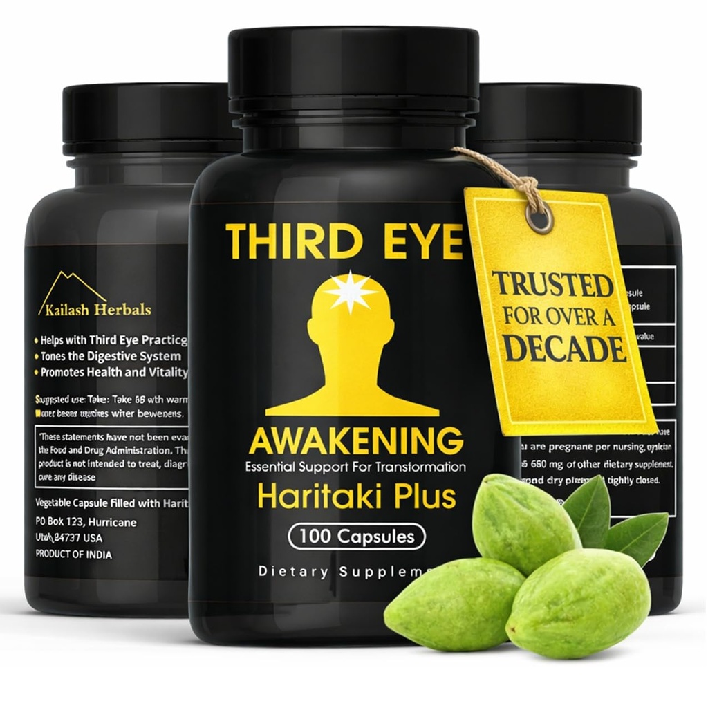 Tretie oko Awakening - Organické Haritaki Kapsule - Kailash Bylinné100 Kapsule - 650 mg Každá-Terminia chebula- Vegan