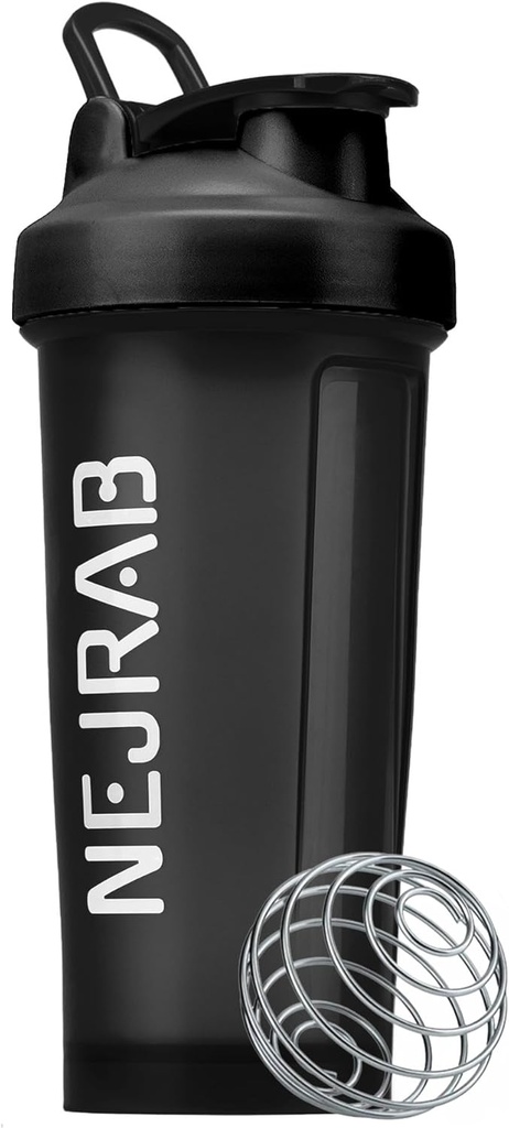 Protien Shaker fľaša s Whisk guľou, Blender fľaše pre Protien Mixes, Protein Shaker Cup, 28-Ounce, Protein Shaker fľaša, Protein Shake Fľaša (čierna), Stredná, NJB 28-Oz