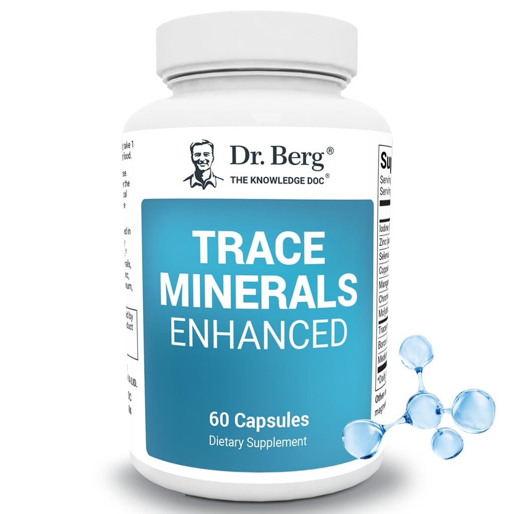 Dr. Berg Trace Minerals Enhanced Complex - Kompletné s 70+ Minerály Vrátane 10 mg zinku - Dietary Supplement - 60 Kapsule