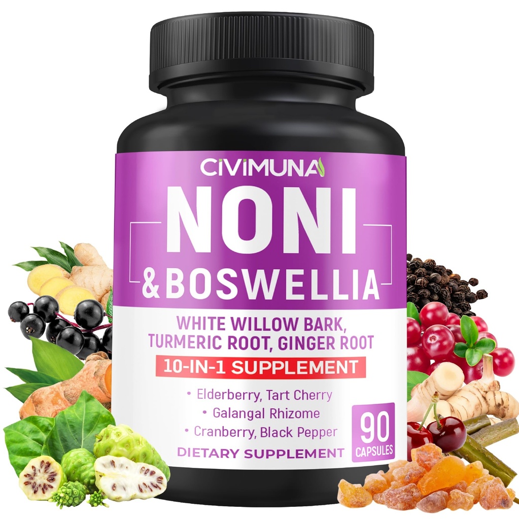 Noni Kapsule s Boswellia, White Willow Bark, Turmerica, Ginger Root a ďalšie - 90 Kapsule od 3 mesiacov