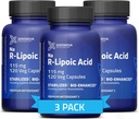 Geronova Research Bio-Enhanced R-Lipoic Acid, 115 mg Kapsule - 12 mesiacov Zásoba - Stabilizovaná R Alpha Lipoic Acid s posilnenou absorpciou - R Lipoic Acid Supplement - 360 Počet