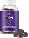 BeLive Iron Gummies - Multivitamínové doplnky s vitamínom C, A, B a zinok, podporuje krvný kyslík, Vegan Železo doplnky pre ženy, Muži a deti pre rast a rozvoj - Hroznová aróma 1-Pack