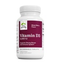 Terry Prirodzene vitamín D3 - Bone Health & Bone Strength Supplement - Diétny doplnok pre imunitný systém a podporu mozgu - 5 000 IU vitamín D tablety so zmiešanou Berry Flavor - 90 žuvacie tablety