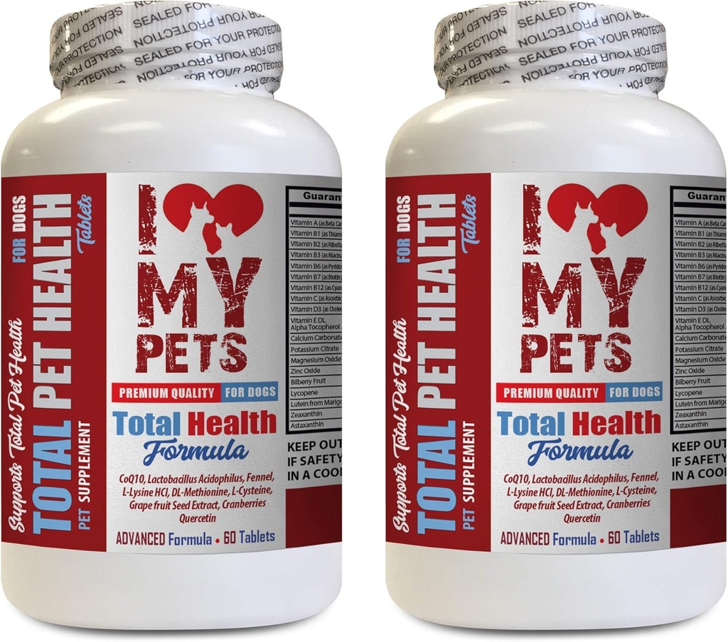 I LOVE MY PETS LLC Dog Imunity - Dog Total PET Health - Premium Formula - Najlepší komplex - Pes vitamín a - 2 fľaše (120 Treats)