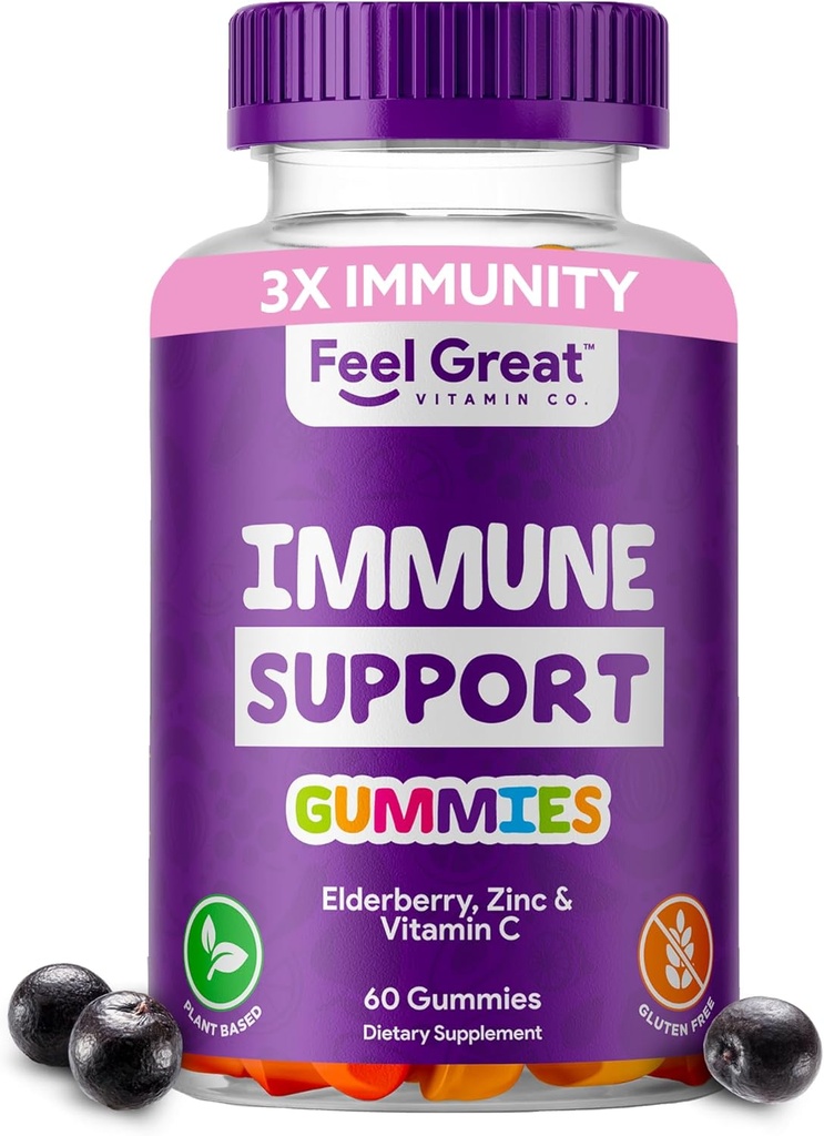 Cíťte veľkú imunitu podporu Gumies s bazami, zinkom a vitamínom C 