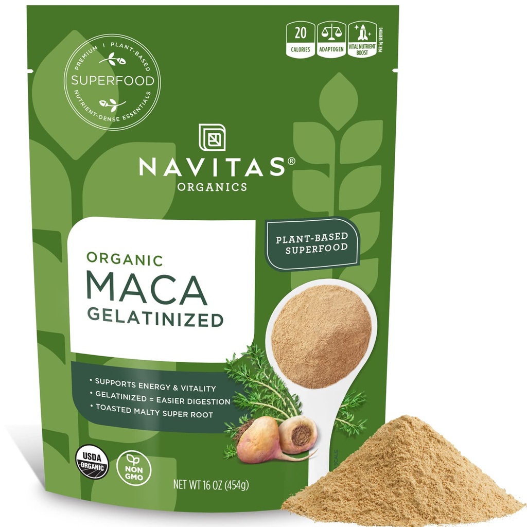 Navitas Organics Maca želatínovaný prášok, 16 oz. Vrece, 90 Servings 