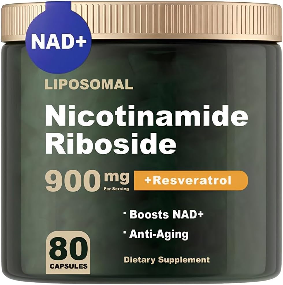 NAD Supplement - NAD Nikotínamid Riboside 900 mg, Resveratrol, Quercetin - NAD Supplement for Anti-Aging, Energy, Focus - 80 Kapsule