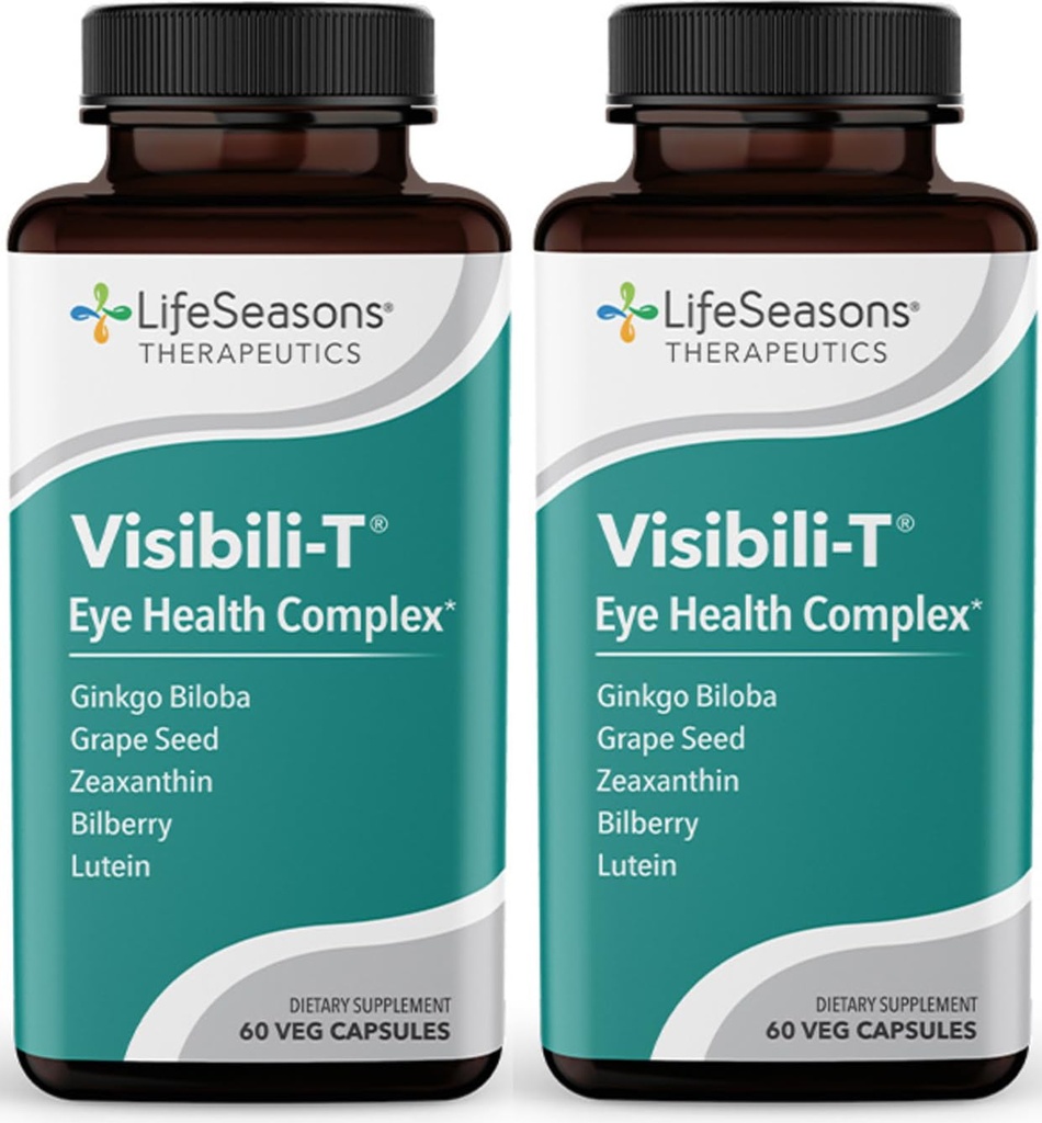 Visibili-T - Vitamínové doplnky na podporu zdravia a zraku očí - Mrkvový koreň, Chróm, Čučoriedka, Ginkgo Biloba, Hroznový extrakt, Lykopén, vitamín A, luteín a zeaxantín - 60 kapsúl (balenie 2)