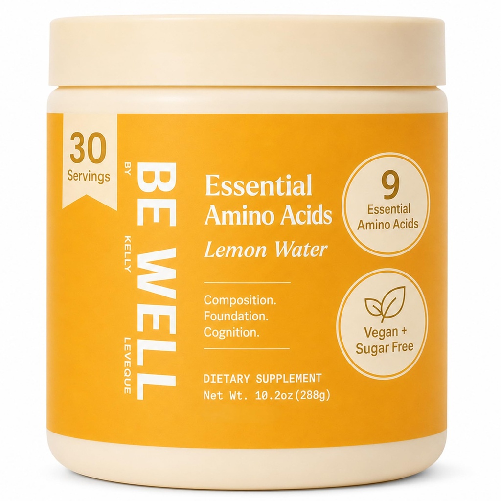 Buďte dobre Kelly Essential Amino Acides Lemon Powder Supplement Plant-Based (10.2oz) BCAA 9 EAA's