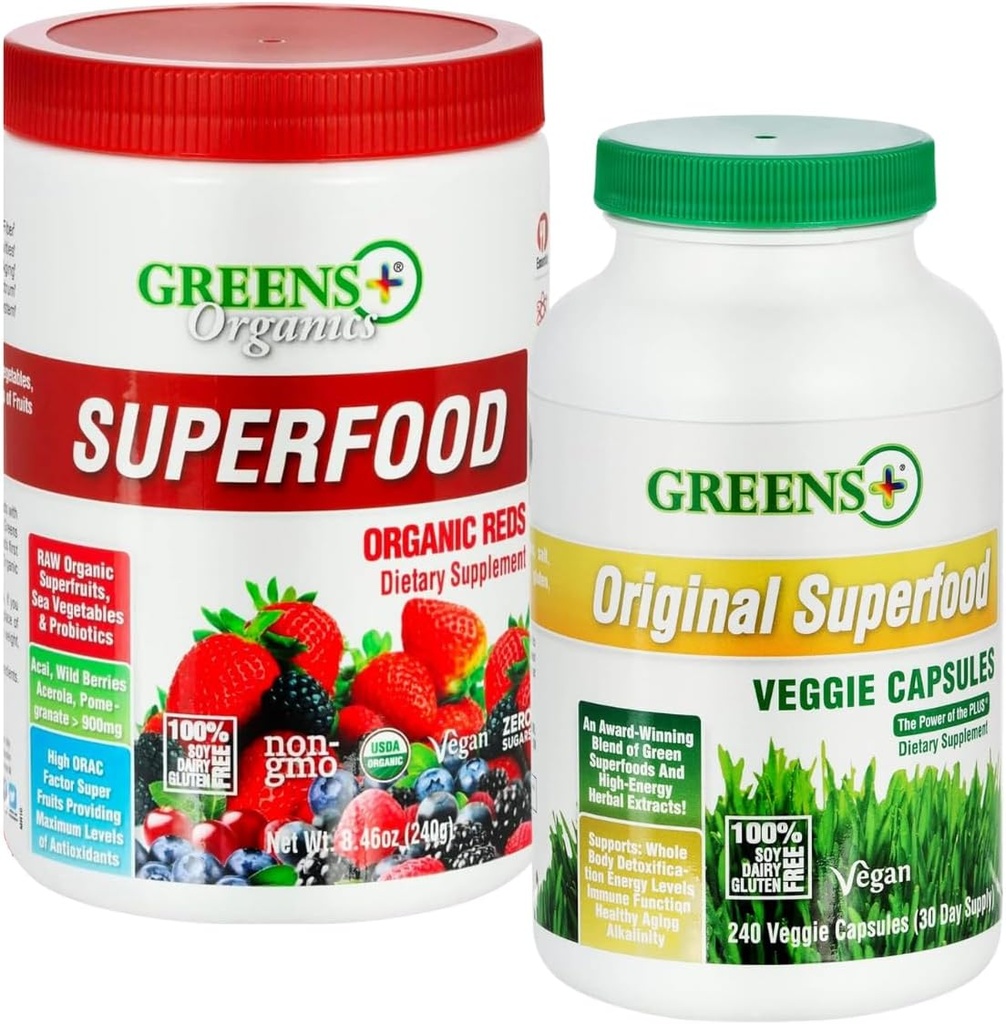 Greens+ Organic Reds Superfood Powder Organic Super Veggie Capsules