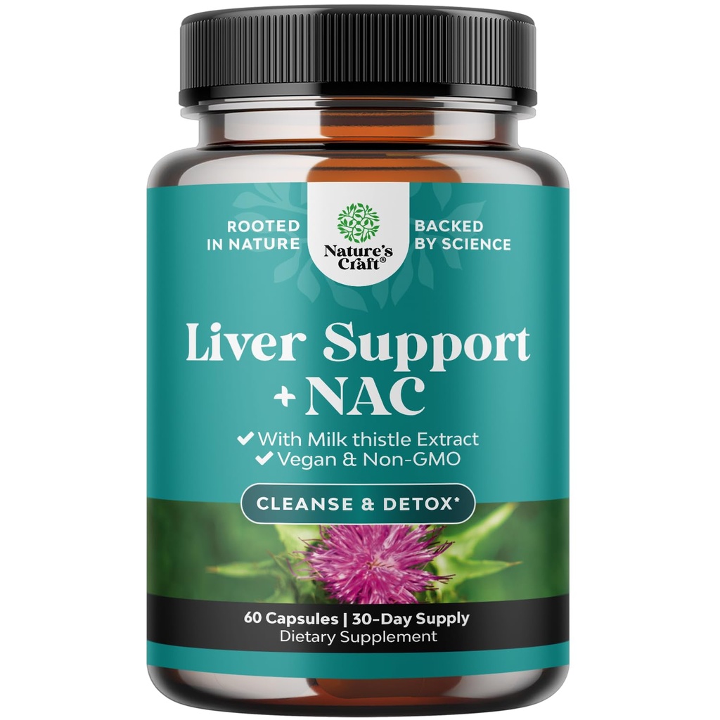 Podpora pečene NAC Supplement with Milk Thitle for Liver Clease Detox & Repair - N Acetyl Cysteine Supplement for Pečeň Cleaning with Turmeric, Choline, Dandelion & L-Glutatione - 60 Count
