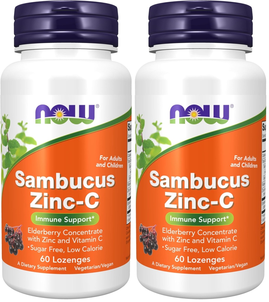 Teraz doplnky, Sambucus Zinok-C s bazovým koncentrátom a vitamínom C, 60 Lozenges (Stock of 2)