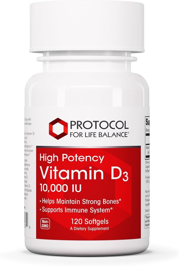 PROTOKOL PRE ŽIVOTNÉ BILANCIE Vitamín D3 10 000 IU - Imunitná podpora Zdravie Kosti a zuby - 120 Softgels