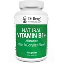 Dr. Berg Prírodný vitamín B1 B6 B12 komplex - Allitiamín vitamín B1 doplnok s 8 esenciálny vitamín B komplex pre mužov a ženy vrátane tiamín, Niacín, folát, horčík a viac - 60 kapsúl