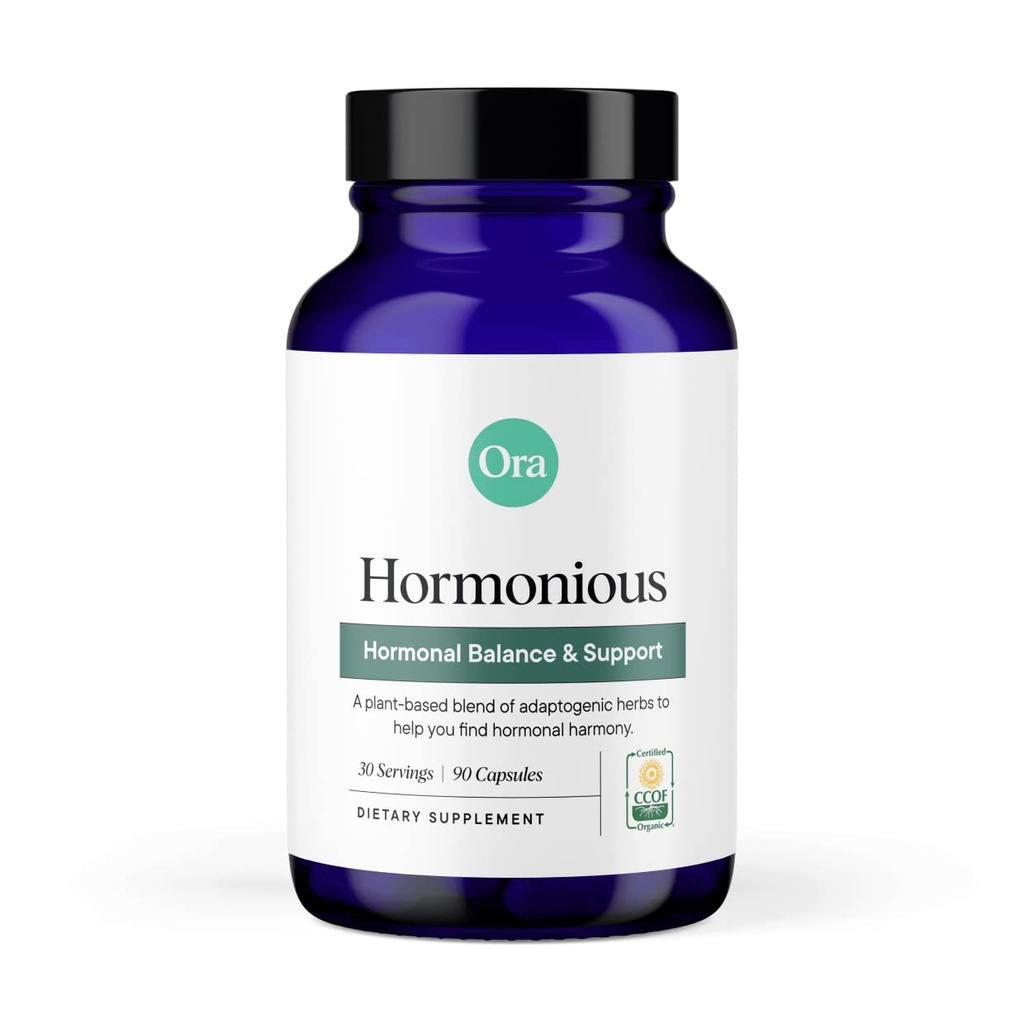 Ora Organic Natural Hormone Balance Supplement & Hormonal Acne Relief for Women - Support Skin, Mood, Energy, PMS & Menopause - Ashwagandha, Maca, Burdock Root, Cordyceps & VIT C - 90 Kapsule