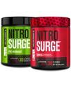 Jacked Factory Nitrosurge pre-práce v čiernej čerešne a čiernej čerešni Nitrosurge Shred Thermogenic pre-práce pre mužov a ženy
