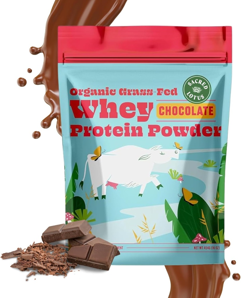 SunLife Organics Grass Fed Whey Protein Powder Čokoláda 100% Organické Proteínové Prášok pre mužov a ženy, prirodzene sladené s Cacao, Coconut Creamer, a Stevia (16 Oz) 15 Servings