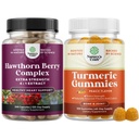 Bundle extra sily Hawthorn Berry kapsule - Extra Digestion and Heart Health Supplement and Turmeric Gummies for Adults Peach Flavor - Extra Strength Joint Support Gummies