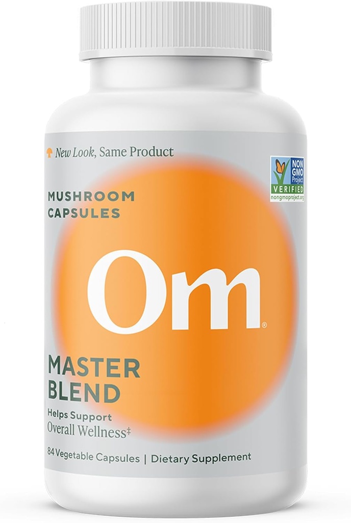 Om Master Blend Mushroom Capsules - Organické huby Supplement with 10 Huby a Ashwagandha 