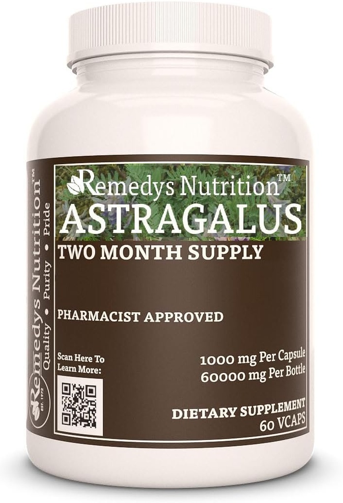 Astragalus Remedy's Nutrition MEGA Sila 1000 mg v kapsule 60 000 mg vo fľaši Vegan VCaps