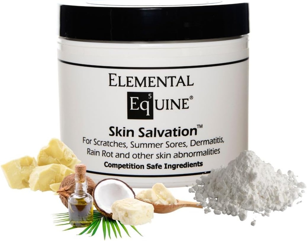 Elementárna Equine Spása kože 4oz pre kone - Bojové poškriabaniu, Mud Fever, Letné bolesti, Dermatis, Letný Crud, Cannon Bone Gunk a podobné kožné problémy u koní