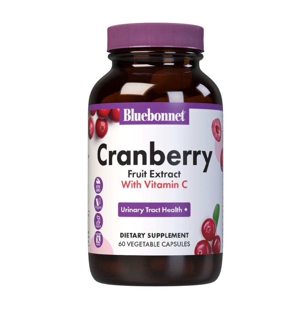 Bluebonnet Nutrition Cranberry Fruit Extract, Urinary Tract Support*, Non-GMO, Kosher-Certified, Vegan, Gluten-Free, Soy-Free, Dairy-Free, 60 Rastlinné kapsule, 60 Servisov
