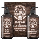 Viking Revolution Beard Wash and Beard Conditioner pre mužov s arganovým olejom a jojobovým olejom - bradový zmäkčovač a spevňovač medvedí šampón a kondicionér s medvedím olejom (17oz, Majestic Oud)