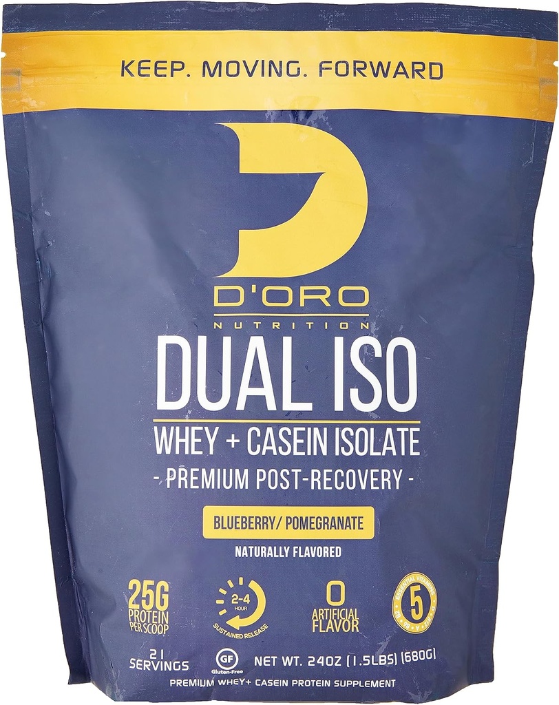 Dvojité ISO Srvátka a Casein Isolát Proteín prášok - Čučoriedka a granátové jablko chuť - Premium Post Recovery Protein Powder - 27G proteínu per Scoop