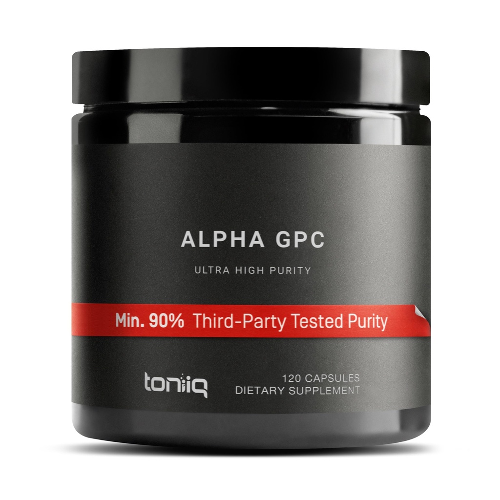 Toniiq Ultra vysoká čistota Alpha GPC kapsuly - 600 mg koncentrovaného vzorca - 90%+ Vysoko čisté a biologicky dostupné Nootropic - 120 Kapsule Alpha GPC Supplement